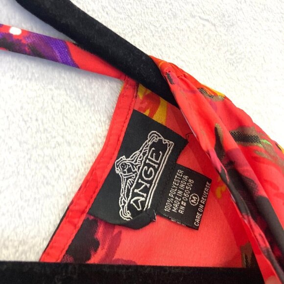 NWT Angie Faux Wrap Midi Dress Size Medium M Floral Red Pink Lightweight Summer - Picture 5 of 13